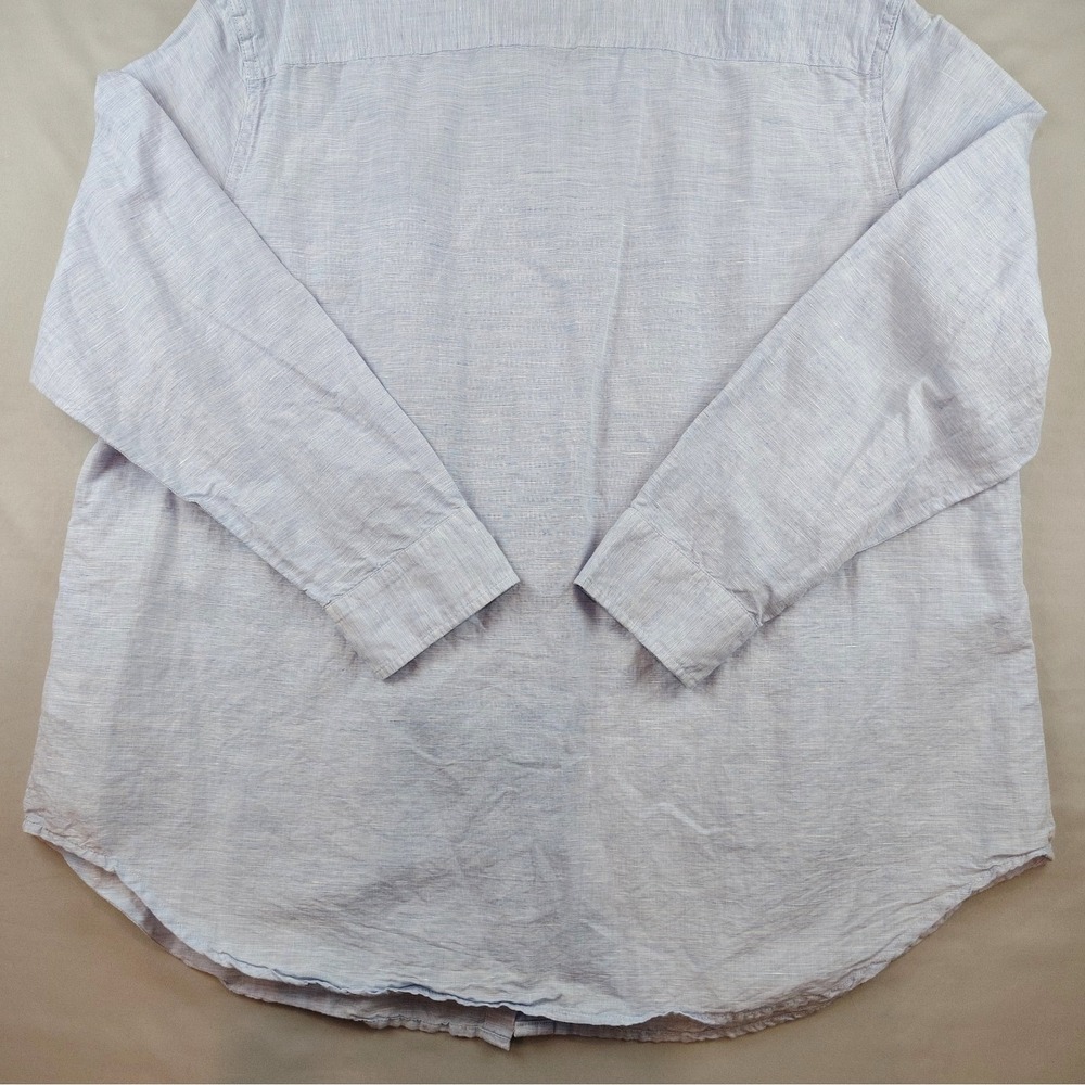 Chaps Womens 1X/XL Linen Cotton Button Down Shirt Light Blue Long Sleeve - Picture 16 of 16